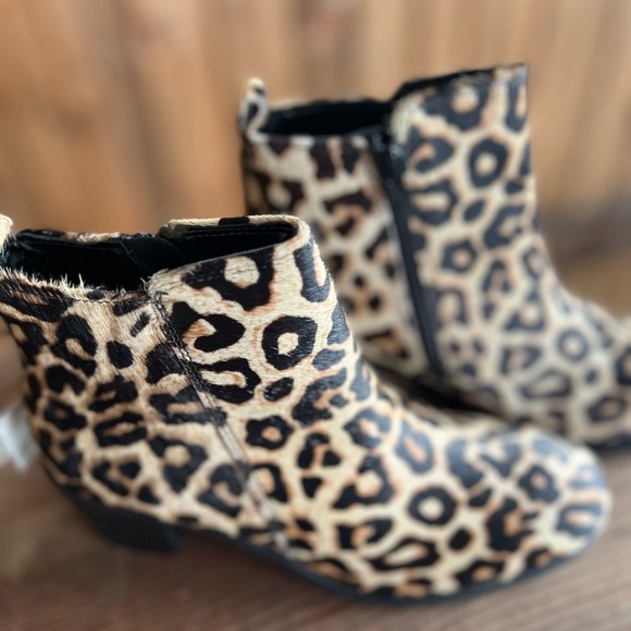 LEOPARD Genuine Cowhide & Leather Bootie 2025 TREND combat ankle boot used - Picture 10 of 14